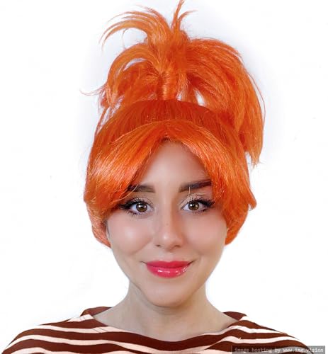 Anxiety Inside Out Costume Wig, Orange Cartoon Emotion Womens Adult - style: Anxiety