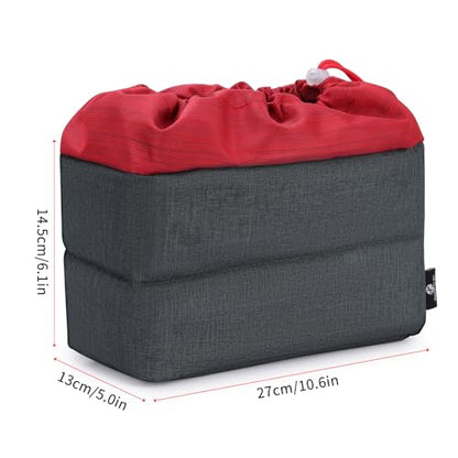 Koolertron Waterproof DSLR Camera Bag with Removable Insert, Adjustable Compartments, Fits in Camera Bags - Protective Case for DSLR/SLR Cameras & Accessories - color: Gray Green+Red