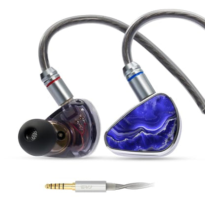 CVJ Kira Abyssia in Ear Monitor, IEM HiFi Wired Gaming Earbuds, 4.4mm Jack | Single Driver, 0.78mm 2-pin, Clear Sound & Deep Bass, Detachable 4.1ft Cable for Singer Musicians DJ(no Mic) - color: Kira Abyssia, style: 4.4mm