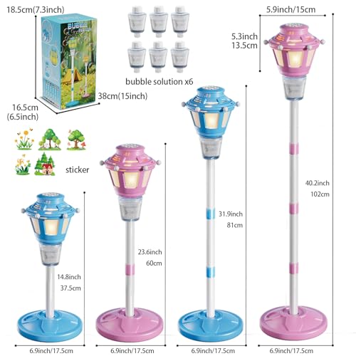 2 Pack Street Lamp Bubble Machine with Light, Rechargeable Outdoor Summer Bubbles Toys for Kids & Adults, Bubble Blower and Wand Toy, Birthday Christmas Party Gifts for Toddlers Teens