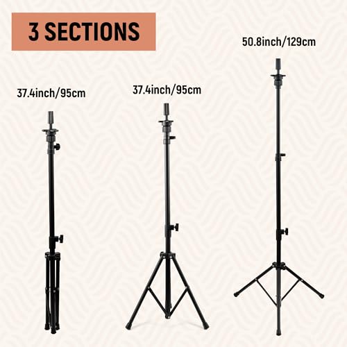Tall Wig Tripod Stand with 23 Inch Head for Styling,Making | Wig Stand with Canvas Mannequin Head for WIg Display,with Wig Caps,T-PIN,C Needles,Clips,Carrying Bag,Comb(37.4-50.8 Inch) - color: Carbon Black