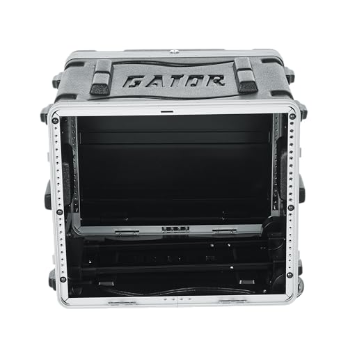Gator Cases Lightweight Rolling 8U Rack Case with Heavy Duty Latches, Retractable Tow Handle, and Recessed Wheels, Standard 19.25" depth (GRR-8L) | Travel Friendly Mobility with Wheels & Pull Handle Lightweight Case & Field Replaceable Steel Rails - size: