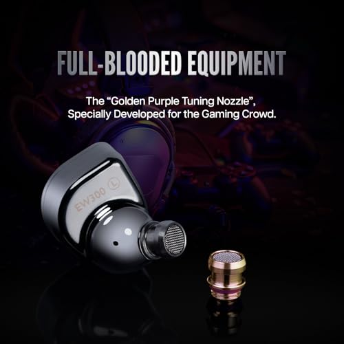 Linsoul SIMGOT EW300 1DD+1Planar+1PZT Hybrid Driver IEMs, DSP Edition | HiFi Wired Earbuds, Gaming Earbuds with Detachable Nozzles, Silver-Plated OFC In Ear Monitor Cable for Audiophile Musician - style: EW300 DSP