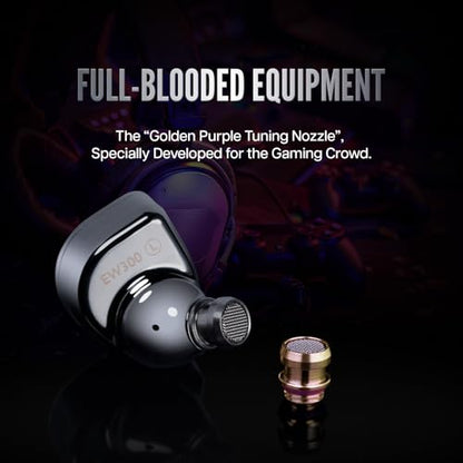 Linsoul SIMGOT EW300 1DD+1Planar+1PZT Hybrid Driver IEMs, DSP Edition | HiFi Wired Earbuds, Gaming Earbuds with Detachable Nozzles, Silver-Plated OFC In Ear Monitor Cable for Audiophile Musician - style: EW300 DSP