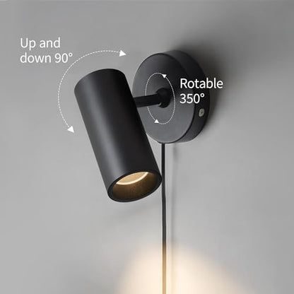 Aisilan LED Spotlight Uplighting Indoor, Plug in Wall Scones Accent Ceiling Spot Light Up Light Fixture for Plant Art Picture Gallery Paintings, CRI 97, 3000K, 12W, Black, 1 Pack - color: Black-Plug