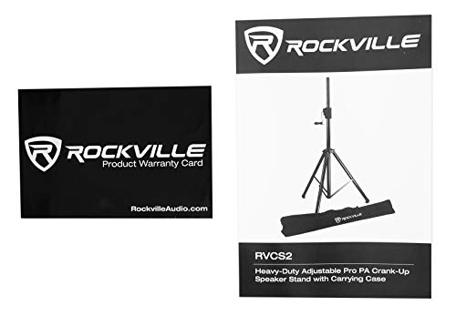 Rockville KPS12 12" 3-Way Karaoke Speaker Pair Bundle with RVCS2 Stands | 1600W Peak / 400W RMS Each, 8 Ohm, 2 Crank-Up Stands with Carry Bags, 2 RVSSA1 Pole Adapters, Wall Brackets, DJ PA, 6-Items