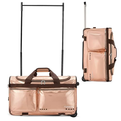 Fanwoli 28" Dance Bag with Garment Rack, Waterproof Competition Duffel - color: Maillard Brown