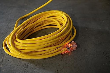 Yellow Jacket Heavy Duty Extension Cord, 25Ft, 12 Gauge, 3 Conductor, Lighted End, Weather Resistant, SJTW, Yellow, 2883 (Pack of 4) - size: 25 ft (Pack of 4)