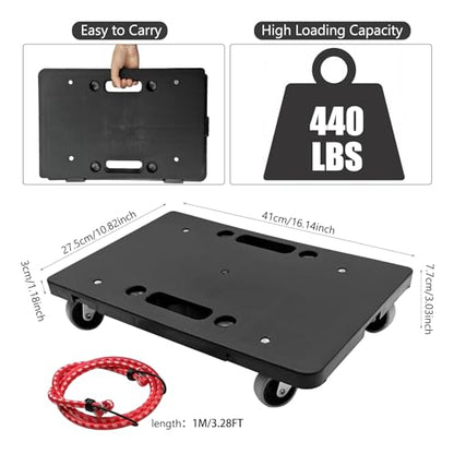 Furniture Mover with Wheels, Heavy Duty Moving Dolly Interlocking Design Small Flat Dolly Cart 16 Inch Furniture Dolly, Black (2)