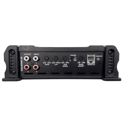 Orion Cobalt CBA3000.1D Monoblock 1-Channel Class D Amplifier for Car Subwoofer, 3000W Max, 800W RMS, 1/2/4 Ohm Stable, Adjustable Low Pass with Bass Boost, MOSFET Power Supply, Bass Knob Included - color: GREY, style: 1-Channel - 3000 Watts