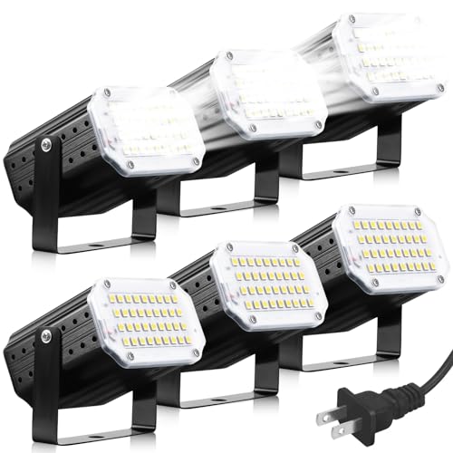 6 Pack White LED Halloween Strobe Light Mini Strobe Lamp Sound Activated and Flash Speed Control Party Light 36 LED DJ Disco Light for Party Stage Club KTV Karaoke Bar Halloween Decoration