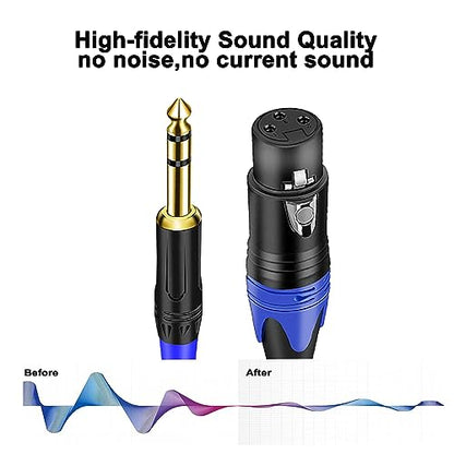 Dual Female XLR to 1/4 inch(6.35mm) TRS Stereo Male Plug Y-Splitter Cable, Unbalanced 2-XLR Female to Quarter inch Adapter Patch Cord - 11.8 Inches - size: 1/4 Inch TRS to Dual XLR Female - 1 FT