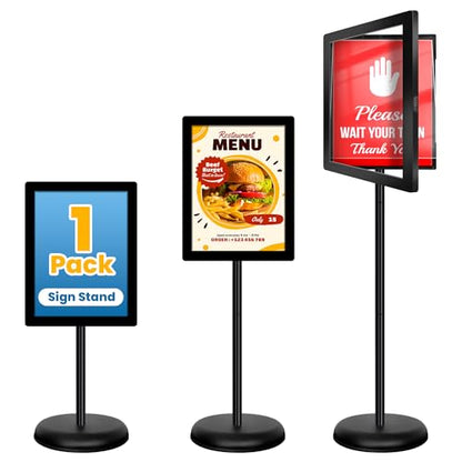 Sign Holder Stand 8.5x11 Inch - Pedestal Floor Standing Sign Holder with Adjustable 360° Rotating Display, Standing & Poster Sign Stand for Business, Mall, Schools, Restaurants – 1 Pack - size: Sign Holder Stand 8.5x11 – 1 Pack