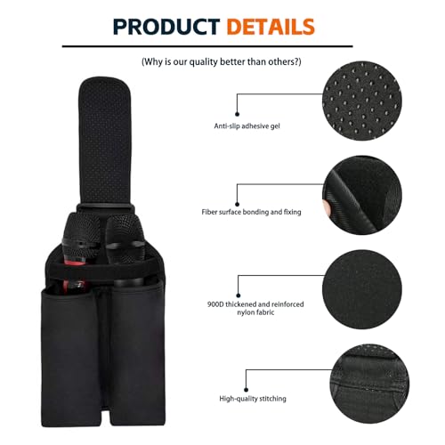 Wireless Microphone Case, Dual Microphone Holder & Mic Bag, Compatible with JBL Wireless Two Microphone System & JBL Partybox 110/120/310/320/710, Protective Cover for Handheld Mics - Bag Only