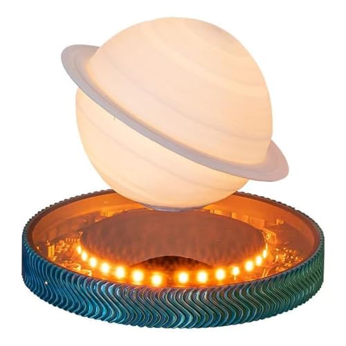 Levitating Moon Lamp Floating Saturn Lamp with Transparent Luminous Light Base Suspension 360° Rotation Saturn Light 3 Colors Display Mode Table Lamp for Home Office - color: Saturn(Large)+Luminous base