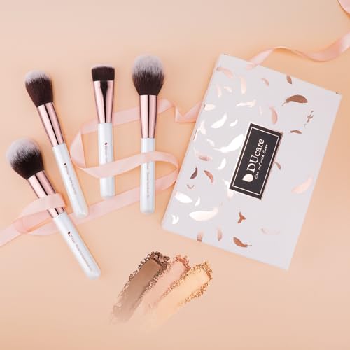 DUcare 27Pcs Makeup Brushes Professional Makeup Brush Set | Face and Eye Brush Set Ultra soft hair Foundation, Concealer, Blush, Contour, Blending, Eyeshadow Khaki Brush kit - color: white