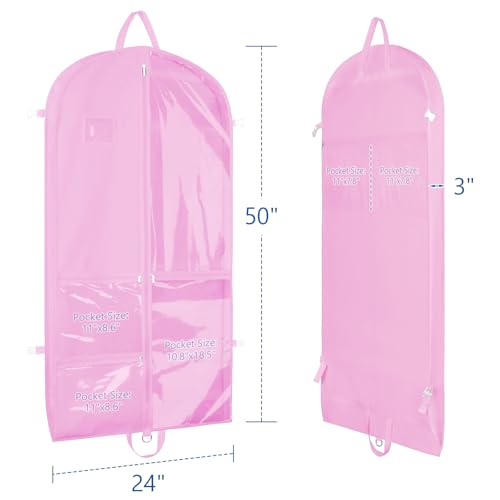 Zilink Clear Dance Costume Garment Bag Dance Bags for Teenagers 50 in, Pink - color: Pink, size: 50"-1Pack