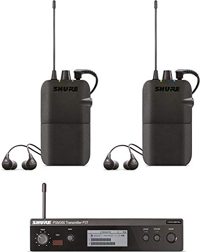Shure PSM300 P3TR112TW Wireless In-Ear Personal Monitoring System with SE112 Earphones, Twinpack - J13 Band - size: Twinpack, style: J13 Band (566-590 MHz)