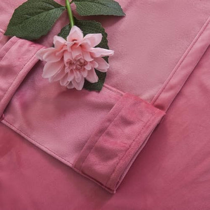 Roslynwood Luxury Soft Candy Pink Velvet Curtains 84 inches Long Back Tab Thermal Insulated Blackout Window Drapes for Living Room/Bedroom/Dining Room, W52 x L84, 2 Panels - color: Candy Pink, size: 52"W x 84"L (Pack of 2)
