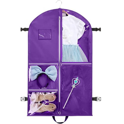 Dance Garment Bag with Zipper, 40 inch Garment Bags for Hanging Clothes, Kids Dance Recital Bags, Cheer Uniform Garment Bag for Wardrobe and Travel, Purple
