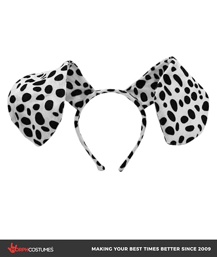 Morph Unisex-Adult Puppy Floppy Dog Ears Headband, Nose and Tail Set, Accessory Kit for Costume Events & Party - color: Black/White