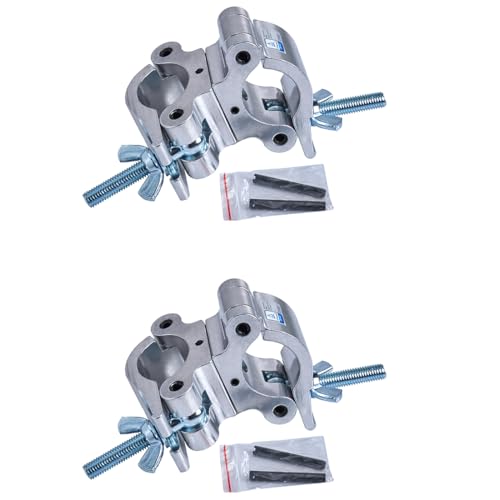 Sarknoah.Silver Aluminum Pro Swivel Dual Coupler Clamp.Fits 2″ Tube 1100LB Load Heavy Duty SwivelTruss clamp.360º stage lighting Clamps. Ideal for (1.5-2)″/(38-52)mm Coupling of Truss Pipes Equipment. - color: Silver
