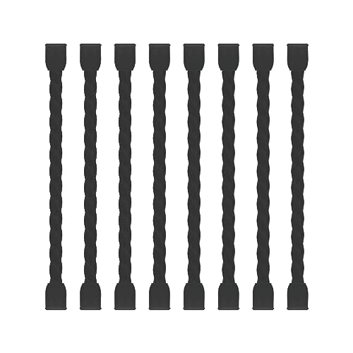 8Pcs 3Inch Silicone Cable Ties Reusable Steel-Core Wire Twist Tie Straps | for Bundling and Organizing Colorful Bendable Holder Strap for Indoor and Out All Purpose, Black - color: Black, size: 3 Inch