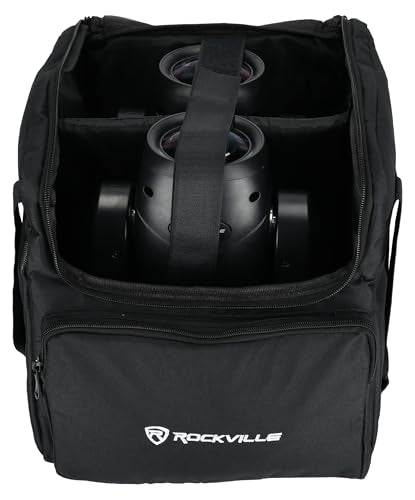 Rockville RLB40 Padded Travel Bag for (2) Chauvet or American DJ Effect Lights | 10mm Padding, 13" x 13" x 6.8" Per Compartment, Removable Divider, Accessory Pocket, Shoulder Strap, Fits 1 or 2 Fixtures