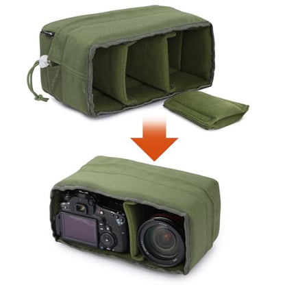 Koolertron Waterproof DSLR Camera Bag with Removable Insert, Adjustable Compartments, Fits in Camera Bags - Protective Case for DSLR/SLR Cameras & Accessories - color: Green