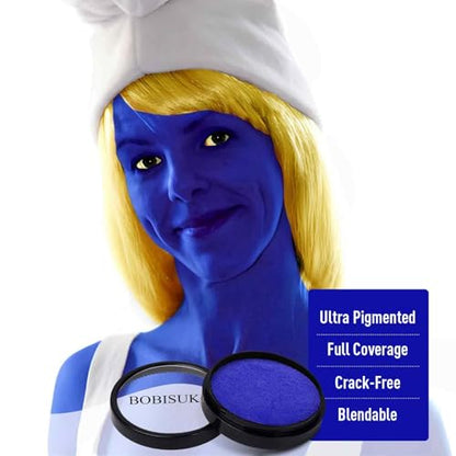 BOBISUKA Dark Blue Face Body Paint, Water-Based Face Painting Kit & Body Paints, Safe Non-Toxic Facepaint for Halloween Avatar Mystique Nebula Yondu Smurf Makeup Costume Cosplay Party Theater & Film - color: Dark Blue