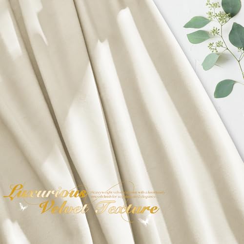 Manyshofu Ivory Velvet Curtains, 2 Panels Blackout 52x84 | Luxurious Velvet Feel, Thermal Insulated Noise Reducing, Dual Back Tab And Rod Pocket Hanging, Machine Wash Fade-Resistant - color: White, size: 52"W x 84"L (Pack of 2)
