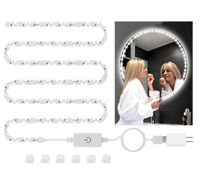 tento Makeup Mirror Lights Lumiere Pour miror 13ft/4M Bendable NO Need to Cut Vanity Lighting Cloakroom Adjustable Flexible Strip Light Table Set with Dimmer and Power Supply Mirror Not Included