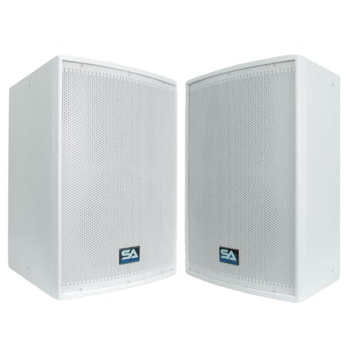 Seismic Audio - Pair of 12" White Church PA/DJ Speakers - White Textured Painted Monitors - size: Pair