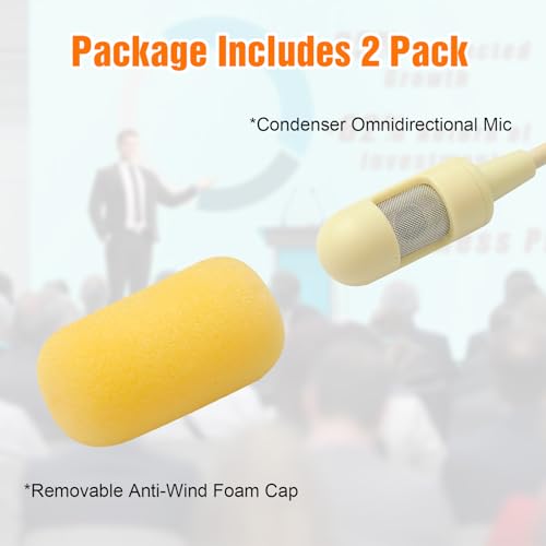 2 Pack Dual Earhook Face Microphone Headset Headworn Mic for Sennheiser | with Windscreen and 1.5m Cable,3.5mm stereo female screw lock plug,Ideal for Lectures, Live Performance,Theater - size: 2 Pack