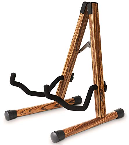 SNIGJAT Guitar Stand, Folding Wood Acoustic Guitar Stand with Padding Zebra - color: Zebra Wood