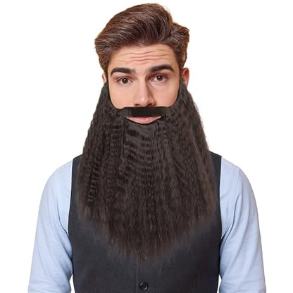 Yan Dream Long Synethetic Fake Beard Wizard Fake Beard and Mustache for Adult Cosplay Halloween Party - color: Brown