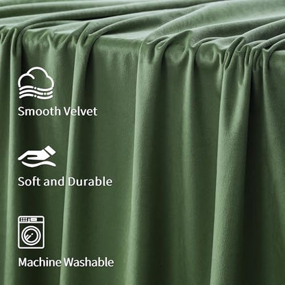 FMFUNCTEX Velvet Blackout Curtains Sage Green Thermal Insulated Curtains for Bedroom Living Room Darkening Curtains 84 Inches Long Soft Luxury Heavy Rod Pocket Sage Drapes Dining Room 2 Panels Set - color: Sage Green, size: 52"W x 84"L (Pack of 2)