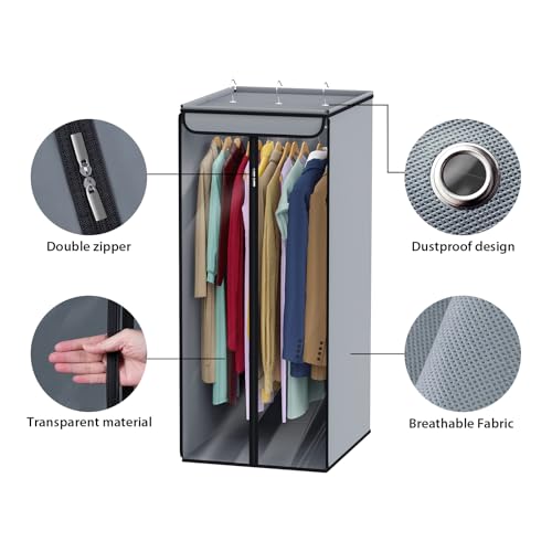 Univivi Garment Bags for Hanging Clothes, Cloth Bag 40 In, 2 PCS, Grey - color: Grey, size: 40"-2PCS