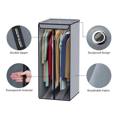 Univivi Garment Bags for Hanging Clothes, Cloth Bag 40 In, 2 PCS, Grey - color: Grey, size: 40"-2PCS