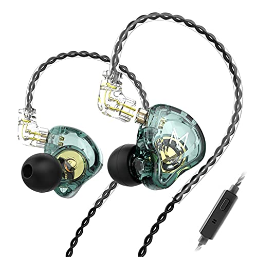 TRN MT1 in Ear Earphone Headphones, HiFi in Ear Earphone Earbud with New 10mm Composite Magnetic Dynamic Driver Monitor Earbuds with Detachable C Pin 0.75MM Cable(with mic,Green) - color: Green, style: 3.5 Mic