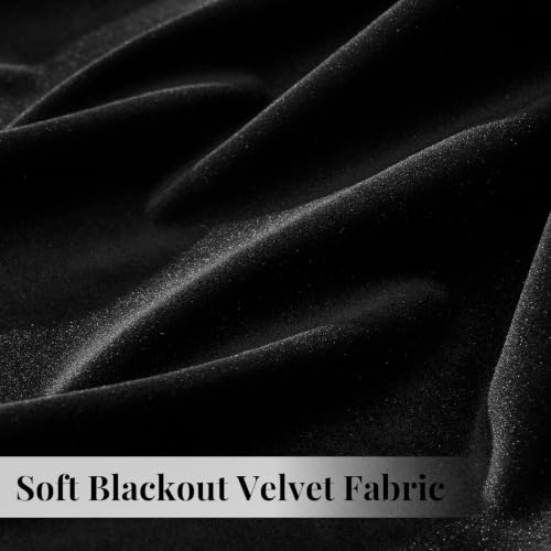Black Velvet Curtains 72 inches for Living Room Luxury Room Darkening Noice Reducing Curtain Elegant Bedroom Thermal Insulated Modern Heavy Soft Soundproof Rod Pocket Window Drapes Set of 2 Panels - color: Black, size: 52"W x 72"L (Pack of 2)