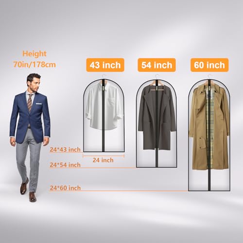 Travel Garment Suit Bag 43" for Hanging Clothes Storage for Men Suits Shirt | Suit bags with pockets and handles,gusseted garment bag for Men Suits Shirt Tuxedo Dresses Coats,Suit Cover Bags with Zipper - size: 43" 1PK