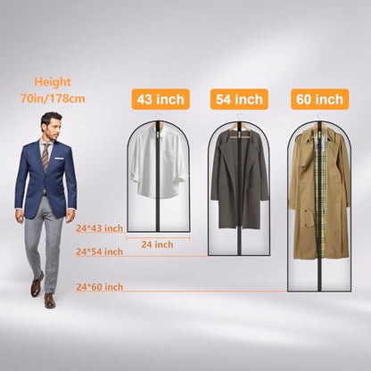 Travel Garment Suit Bag 43" for Hanging Clothes Storage for Men Suits Shirt | Suit bags with pockets and handles,gusseted garment bag for Men Suits Shirt Tuxedo Dresses Coats,Suit Cover Bags with Zipper - size: 43" 1PK