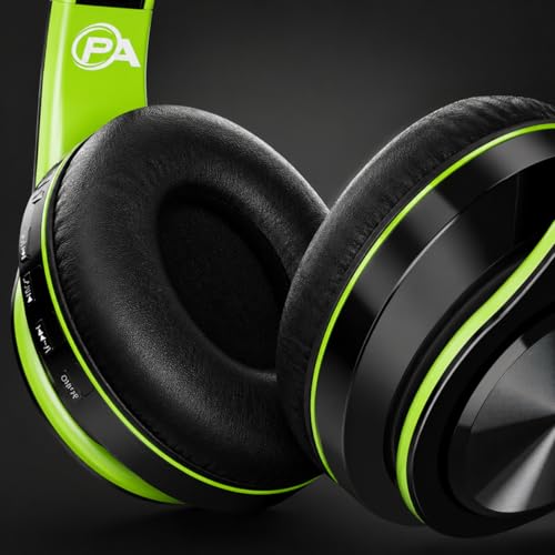 Gaming Headphones, Wireless Bluetooth Over-Ear, Black with Color Accents, Built-in Mic, HiFi Stereo Sound, Foldable Design-Gaming Headset (Green) - color: Green