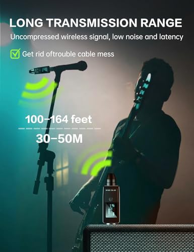 EBJ Wireless Microphone System UHF wireless XLR transmitter and receiver for dynamic/capacitive microphones, 48V Phantom power supply, electric guitar/bass, audio mixer, PA system (One drag one) - color: One drag one