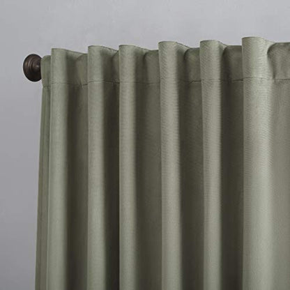 Sun Zero Hampshire Velvet Noise Reducing Thermal Extreme 100% Total Blackout Back Tab/Rod Pocket Curtain Panel, Moss Green, 50"W x 84"L (1 Panel) - color: Moss Green, size: 50"W x 84"L (Pack of 1)