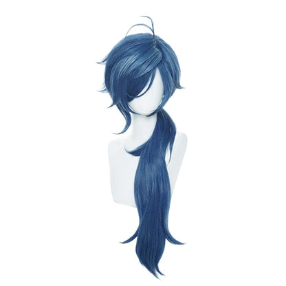 Dark Blue Wave Low Ponytail Cosplay Wig Heat Resistan Synthetic Fiber Hairs for Uniex Adult Halloween Christmas Cos Anime Party Replacement Wigs - color: Dark Blue Wave Low Ponytail