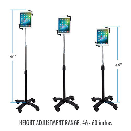 Gooseneck Floor Stand – CTA’s Compact, Adjustable Gooseneck with Swivel Casters for iPad 7th/ 8th/ 9th Gen 10.2”, iPad Air 4, 12.9”, Surface Pro, Zebra & Other 7-13” Tablets (PAD-CGS) - style: Cradle