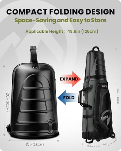 OutdoorMaster Golf Travel Bags for Airlines with Wheels and Hard Case Top | Protect Golf Clubs, 1680D Nylon Waterproof Fabric, Compact Folding, Accessories Compartment, Easy to Maneuver - color: Grey