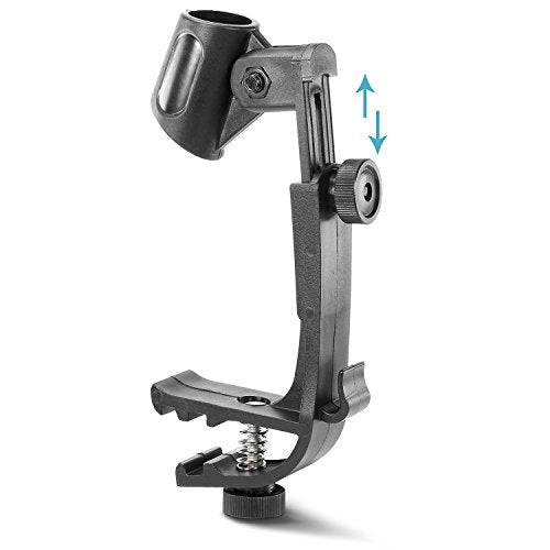 Adjustable Drum Rim Mic Clips, Microphone Mount Clamp (Pack of 2) | Rim-Mount Mic Clips Position Microphones Without a Floor Stand, Check Drum Rim and Microphone Fit Before Purchase